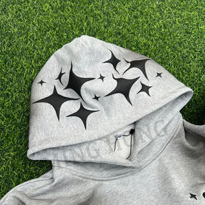 Sweat à capuche OEM pour hommes en éponge de haute qualité, sale et lavé, avec logo imprimé bouffant - Product Image 4