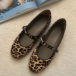 Spring Leopard Print Mary Jane Loafers Women Ballet Style Super <b>Soft</b> Sole One Buckle Comfort Flat Bean <b>Shoes</b> - Product Image 1