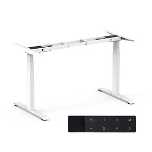 Bureau de travail électrique réglable en hauteur, double moteur, 3 sections de pieds, acier laminé à froid, avec télécommande - Product Image 1