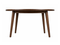 Table à manger ronde en noyer, style rétro du milieu du siècle, table en bois avec pieds effilés pour salle à manger