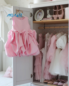 Атласные платья для девочек с круглым вырезом и бантом - Product Image 3