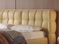 Lit en cuir minimaliste moderne, cuir de vachette pleine fleur, design superposé tridimensionnel, mousse haute-douceur, cadre en bois de sapin, 1,8 m