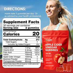 Gummies au vinaigre de cidre de pomme bio avec la mère, fabriquées aux États-Unis (OEM), Keto 1000mg, B12, Probiotiques, Santé intestinale, Détox, Végétaliennes, Sans OGM - Product Image 2