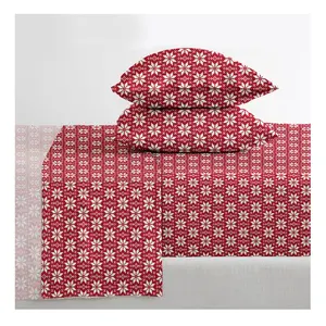 新款上市超细纤维印花geo波西米亚红色卧室豪华棉特大床床单套装床上用品