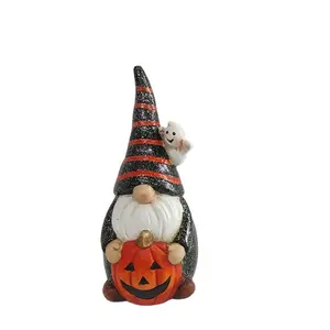 Autumn Decorations Ceramic Halloween Gnome White Ghost Dolls Pumpkin Crafts