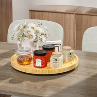 Lazy Susan Organizer 13,2 Zoll Bambus-Drehplatte für Küchentisch und Schränke, Holz-Drehteller für Küchenarbeitsplatten-Organizer