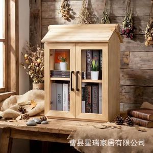Wooden Outdoor Book Box Double Compartment <b>Solid</b> <b>Wood</b> Storage With Magnetic Latches For Garden Reading - Product Image 5
