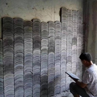 Tejas de Techo Curvas de Arcilla Gris Tradicionales Chinas para Revestimiento Decorativo de Paredes Interiores