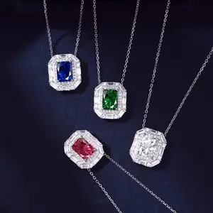 luxury s925 sterling silver gemstone pendant diamond necklace zirconia emerald choker chain custom fine jewelry