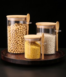 Multifunctional Kitchen Glass Food <strong>Storage</strong> Jar with Spoon <strong>Wooden</strong> Lid Household Sealed Spices Jars Food <strong>Storage</strong> <strong>Box</strong> - Product Image 6