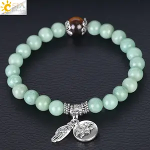 CSJA CSJA — bracelet en pierre naturelle verte, nouvelle collection, bijou en pierre aventurine, breloque de bouddha, 8mm, 2020, F383