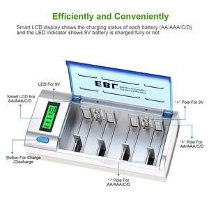 EBL 10000mAh <b>Rechargeable</b> D Cells (4 Count Set) Includes C D <b>9V</b> AA AAA <b>Battery</b> Charger - Product Image 4