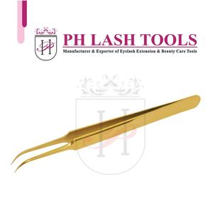 Aiguille pour Extension de cils en acier inoxydable, pince à épiler, courbe, pour Volume du nez, en or, privée, 1 pièce - Product Image 5