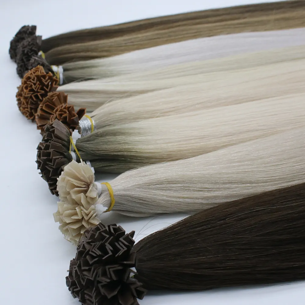 High quality factory wholesale remy double drawn remy keratin bond flat u i tip human hair extensions