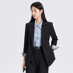 Women's Suit Jacket Solid Color Polyester Anti-Wrinkle Casual Blazer For Office And College Students Spring Autumn Wear - Product Image 1