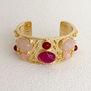 Nueva moda brazalete de cristal brazalete abierto pulsera Boho pulsera Coral rojo y con concha Coral y brazalete de perlas de agua dulce joyería - Product Image 3