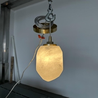 Lampe suspendue minimaliste en laiton en forme de cristal, abat-jour en albâtre, source de lumière à économie d'énergie, blanc chaud 2700K, éclairage 5 ans
