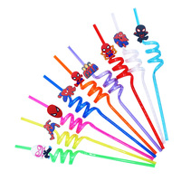 6mm PVC 29 Style Spider Man Forme Offre Spéciale Mignon Croc Bar Accessoires Pvc Paille À Boire