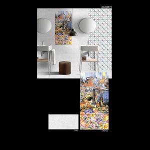 Azulejos de pared esmaltados para baño con diseño de flores multicolor de 30x60cm - Product Image 5