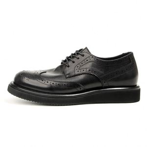 Chaussures en cuir véritable pour hommes, de haute qualité, tendance, décontractées, antidérapantes, respirantes, légères, à semelle épaisse - Product Image 4