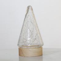 Articles populaires : Lumière LED en forme de cône en verre blanc chaud, fil de cuivre, 10*10*19CM, alimentée par 3 piles AAA, indice de protection IP20, décoration de Noël pour la maison