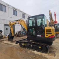 Excavatrice sur chenilles Sany SY55C Pro d'occasion, mini-pelleuse de 5,5 tonnes, d'origine chinoise, en bon état pour les travaux de construction