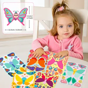 Buat sendiri stiker DIY untuk anak Puzzles membuat wajah stiker lucu kupu-kupu anak-anak stiker pesta