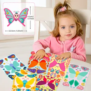 Haz tus propias pegatinas DIY para niños Rompecabezas Haz una cara Pegatinas Linda mariposa Niños Pegatinas Favores de fiesta