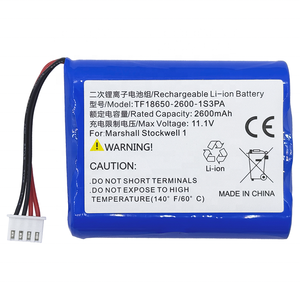 Batterie au lithium TF18650-2600-1S3PA, prix d'usine, 11,1 V, 2600 mAh, remplacement pour enceinte Bluetooth <span class=keywords><strong>Marshall</strong></span> STOCKWELL I - Product Image 2