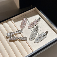 Nouvelles pinces à cheveux coréennes exquises en cristal, pinces latérales en strass, pinces à bec de canard avec strass, accessoires capillaires coréens