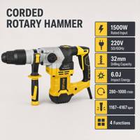Marteau perforateur rotatif électrique GSfixtop 32mm 1500W 6J à énergie d'impact, brise-mur, marteau-piqueur AVT, personnalisation légère, OEM