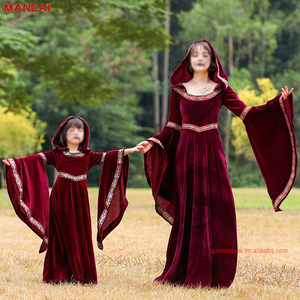 Robe de cour rétro médiévale européenne pour filles Velvet Little Red Riding Hood <span class=keywords><strong>Vampire</strong></span> Costume Halloween Children Renaissance Costume - Product Image 2