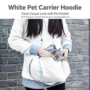 Sudadera con capucha personalizada para transportar mascotas para mujeres, estilo canguro extragrande con bolsillo frontal grande con cremallera para perros pequeños y gatos - Product Image 4