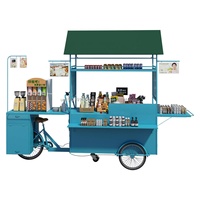 Vélo à café mobile de rue commerciale, camion à café pour la nourriture et les boissons, petit kiosque de vente au détail de nourriture de rue, kiosque de vente au détail