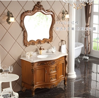 Armoire de toilette de salle de bain en bambou antique de style royal européen avec plancher en bois de chêne