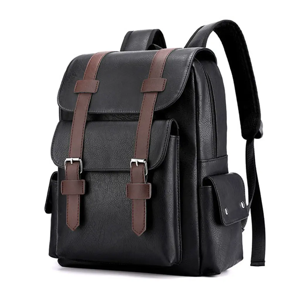 Waterproof Fashion Design College School Outdoor Business Travel Book Laptop Luxury Men Leather Backpack Bag