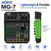 AOFO MG-7 Mixeur audio professionnel 5 canaux avec 99DSP Bluetooth USB OTG Alimentation fantôme 48V Métal et plastique Égaliseur 3 bandes