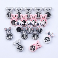 Perles en silicone pour maman de animaux de compagnie, breloque DIY, perles en silicone en forme d'animaux de dessin animé, technologie époxy, chiens et chats