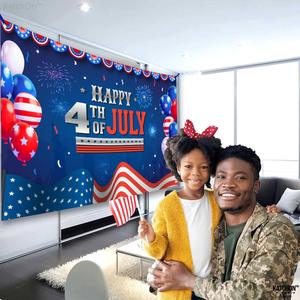 <span class=keywords><strong>Feliz</strong></span> 4 de Julio fiesta al aire libre ambiente de fiesta Establecer banderas Decoración de pared tela de fondo para el Día Nacional Día Conmemorativo - Product Image 6