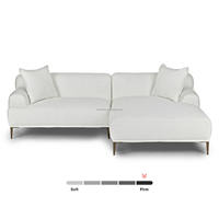 Magnifique canapé sectionnel moderne en lin américain, avec chaise longue à droite, canapé modulaire, suite de salon de luxe avec pieds en métal