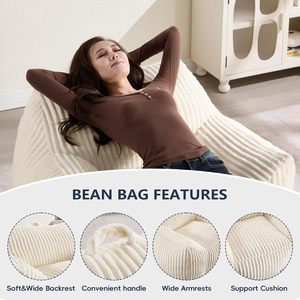 Sample Available Living Room Indoor <b>Bean</b> <b>Bag</b> Sofas White Faux Fur Fluffy <b>Bean</b> <b>Bag</b> Chair with Armrest - Product Image 4