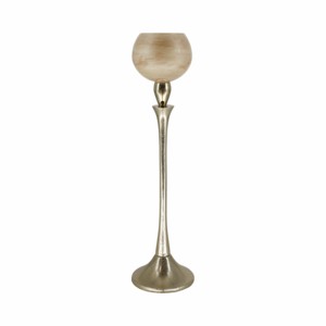 Portacandele alto in vetro a calice per centrotavola, votivo o a pilastro, decorazione per la casa - Product Image 1