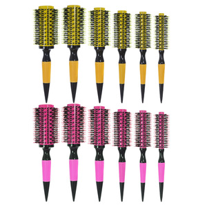 Boar Bristle Nylon <b>Round</b> <b>Brush</b> Ceramic Aluminum Tube Hairbrush For Curling Straightening Styling - Product Image 5