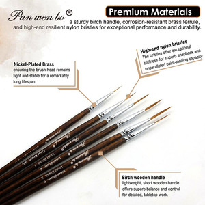 Panwenbo – Lot de 6 pinceaux de traçage et de délimitation <span class=keywords><strong>extra</strong></span> longs à pointe fine en nylon pour aquarelle et acrylique - Product Image 4
