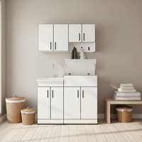 Meuble de salle de bain moderne italien écologique, mural, en acier inoxydable, avec évier pour machine à laver, étanche, pour hôtel et villa