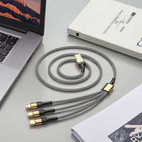 Kabel Charger USB 3 in 1 Tahan Lama Tipe C Micro USB 2.0 1.5m Kabel Pengisian Cepat 2A