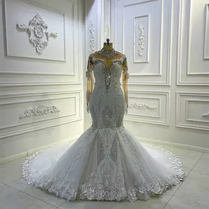 Jancember AM1079-vestidos de dama de honor de manga larga, vestidos de novia de cristal