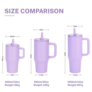 Nouvelle tasse à glace isotherme double paroi en acier inoxydable de 40 oz avec couvercle de paille pliable et embout buccal portable pour voiture - Product Image 2