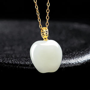 Pendentif en jade blanc néphrite naturel, or 18 carats, bijoux pour femmes, style chinois, cadeau avec certificat d'évaluation D559 - Product Image 1