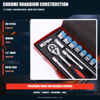 Fournisseur direct d'usine OEM/ODM – Jeu de clés à douilles robustes en acier au chrome-vanadium de 24 pièces avec mallette rigide pour diagnostic automobile